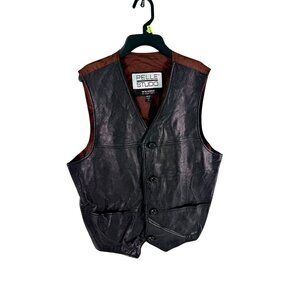 Vintage Wilsons Pelle Studio Mens Black Leather Vest‎ XL Classic Style Button